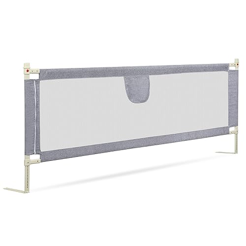 Ikodm 2X 200cm Bettgitter für Kinder, Bettschutzgitter Höhenverstellbar von 64-96cm, Rausfallschutz Bett, Kinderbettgitter, Babybettgitter Sicher, Grau von Ikodm