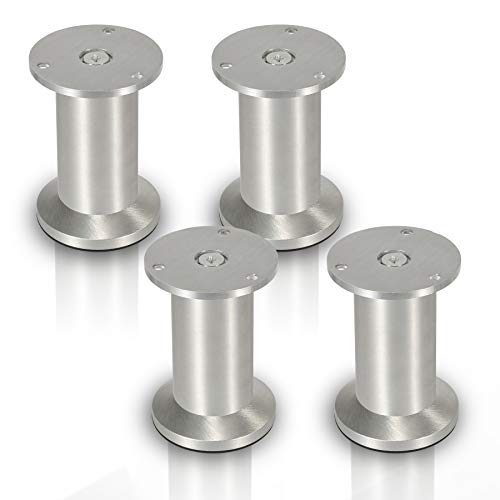 Ikodm 4 Stück Aluminium Möbelfüße, Ø60mm, Höhe：12cm|Höhenverstellbar |Belastbar bis 250 Kg |Runde Möbelbeine |Verstellbar Schrankfüße, GOL-7046-M4z, 120mm von Ikodm