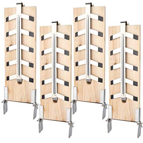 Ikodm 4er-Set Flammlachsbrett, Räucherbrett Flammlachsbretter mit neigbare Edelstahl Halterungen, 5 Stufen einstellbar, für Feuerschalen, BBQ Grill, Outdoor Grill von Ikodm