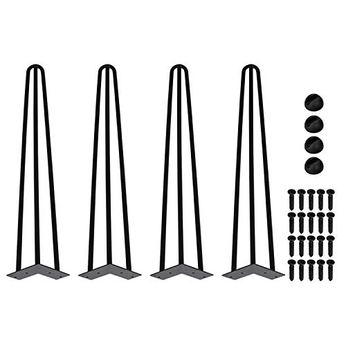 Ikodm 4er Set Hairpin Legs 45CM Haarnadel Tischbeine Tischkufen Esstisch mit Dreifachstab Freie Bodenschoner und Schrauben Verfügbar in Höhe von 15cm-72cm von Ikodm