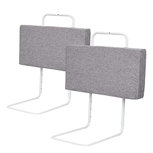 Ikodm Bettgitter 2x60cm rausfallschutz Bett Bettschutzgitter für Kinder 5-Loch Höhenverstellbar Bett Rausfallschutz Kinder, Kinderbettgitter Familienbett für Kinderbett (120cm,Leinen Grau) von Ikodm