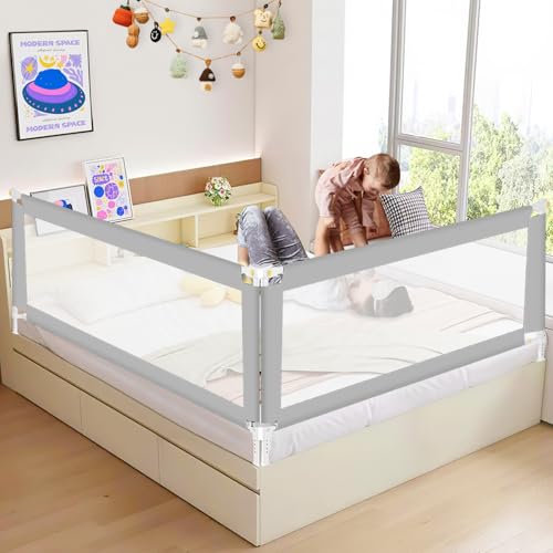Ikodm Bettgitter Klappbar 150cm und 180cm, Bettschutzgitter Höhenverstellbar von 68-95cm, Rausfallschutz Bett, Kinderbettgitter für Kinder, Babybettgitter Einfach zu Montieren, Grau Ikodm Bettgitter Klappbar 150cm und 180cm, Bettschutzgitter Höhenverstellbar von 68-95cm, Rausfallschutz Bett, Kinderbettgitter für Kinder, Babybettgitter Einfach zu Montieren, Grau von Ikodm