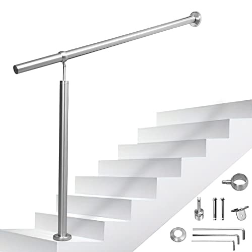 Ikodm Edelstahl Treppengeländer 100cm Handlauf Geländer für Treppen Garten Hauseingang Ø42mm Wandhandlauf Seitliche Montage Winkel Einstellbar Drinnen und Draußen, mit Zubehör, (GOL-8399-M1c) von Ikodm