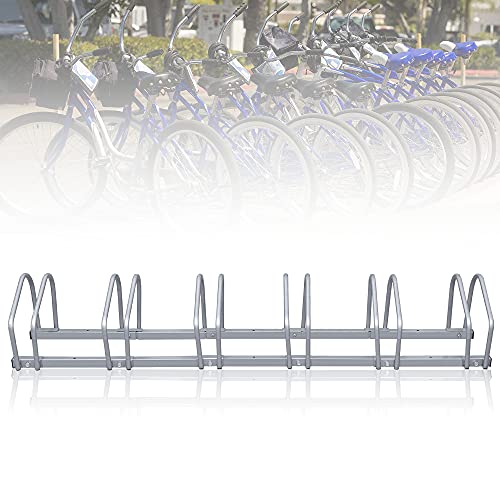 Ikodm Fahrradständer für 6 Fahrräder 35-55 mm Reifenbreite Mehrfachständer Aufstellständer Radständer Bodenständer, Fahrradständer Mountainbike, HBT: ca. 26 x 160 x 32 cm, Silber von Ikodm