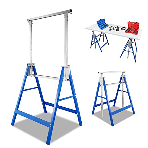 Ikodm Gerüstbock 2er set Teleskop-Arbeitsbock 7-fach Höhenverstellbar 80-130 cm Klappbock Unterstellböcke klappbar Metall Arbeitsgerüst mit einer Antirutschvorrichtung, Traglast 200 kg von Ikodm