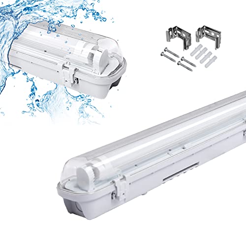 Ikodm LED Feuchtraumleuchte, 2x 24W Wannenleuchte IP65 LED Röhre 150CM 2040m flimmerfreie Leuchtstofflampe,T8 Röhre, für Büro Lager Küche Parkplatz im Freien, Kaltweiß 6000K von Ikodm