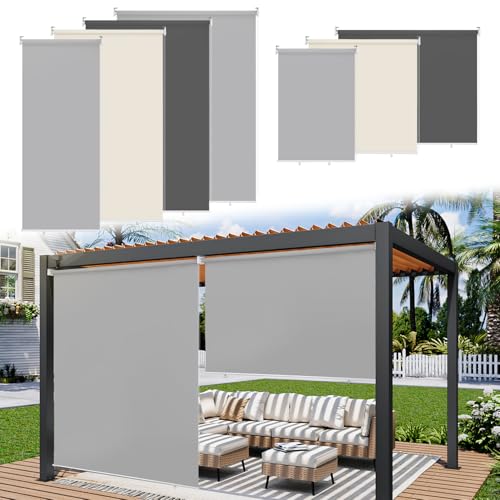 Ikodm Senkrechtmarkise außen 140 x 240 cm, Balkon Markise, außenrollo markisen fur Balkon, Beschattung und Sichtschutz Balkonmarkisen, Vertikalmarkise, Innenbeschattung,Grau-2 Stück von Ikodm