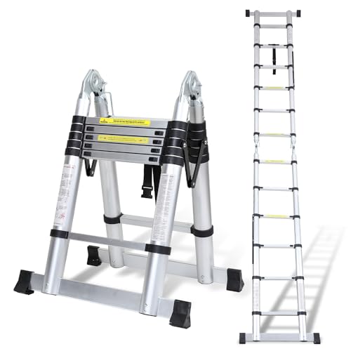 Ikodm Teleskopleiter Klappleiter Aluminium 3.8M Ausziehbare Leiter, Rutschfester Aluleiter Stehleiter Mehrzweckleiter Aluminiumleiter, Teleskop Ausziehleiter 150 kg Belastbarkeit Ikodm Teleskopleiter Klappleiter Aluminium 3.8M Ausziehbare Leiter, Rutschfester Aluleiter Stehleiter Mehrzweckleiter Aluminiumleiter, Teleskop Ausziehleiter 150 kg Belastbarkeit von Ikodm