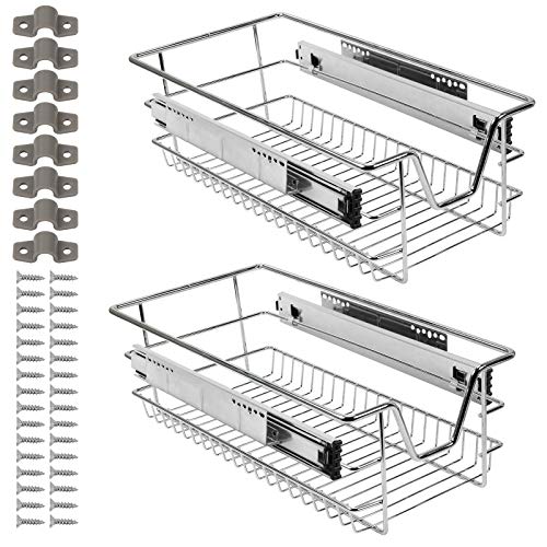 Ikodm Teleskopschublade 2X30cm Küchenschublade, Schrankauszug,Küchenschrank Auszug Nachrüsten,Küchenschubladen aus Metall Einbauschublade für Spülschrank,Schrank Schubladen Ausziehbar von Ikodm