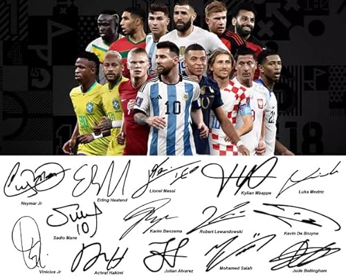 Ikonic Fotohaus Lionel Messi Benzema Neymar Vinicius Jr Haaland Mbappe Soccer Superstars Autogramm Druck Wandkunst Heimdekoration von Ikonic Fotohaus