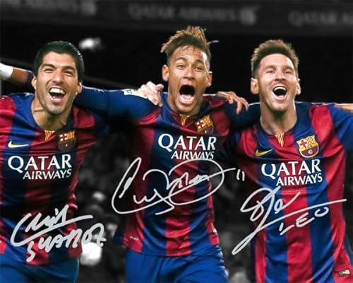 Ikonic Fotohaus Lionel Messi Neymar Jr Luis Suarez signiertes Foto Autogramm Druck Wandkunst Heimdekoration von Ikonic Fotohaus