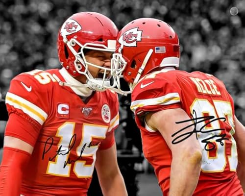 Ikonic Fotohaus Patrick Mahomes Travis Kelce signiertes Foto Autogramm Druck Wandkunst Heimdekoration von Ikonic Fotohaus