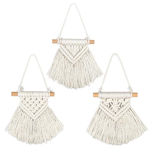 3 Stücke Makrame Wandhängedekor, Beige Boho Wanddekoration, Gewebter Wandteppich Bohemian Wanddekoration Makrame -Kit Für Galerie Schlafzimmer Wohnzimmer Kinderzimmer Wohnwohnheim Wanddekoration von Ikosora