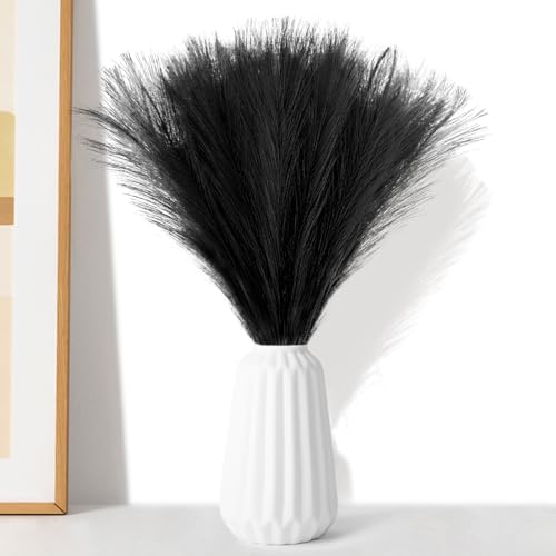 Ikosora Künstliches Pampasgras, Falsches getrocknetes Pampasgras Vasenfüller, Künstliche Falsche Blumen Flauschiges Gras Wohnzimmer Küche Hochzeit Boho Dekor(Schwarz) von Ikosora