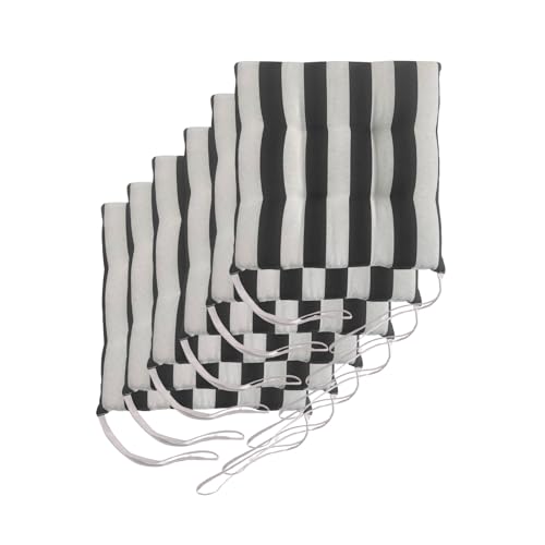 Il Tuo Artigiano Design Set mit 6 Kissen für Gartenstühle, hergestellt in Italien, Kissen für Küchenstühle, 40 x 40 cm, Polster aus Schaumstoff und weichem Acryl (Weiß und Schwarz) von Il Tuo Artigiano Design