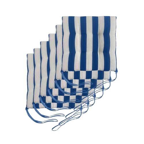 Il Tuo Artigiano Design Set mit 6 Kissen für Gartenstühle, hergestellt in Italien, Kissen für Küchenstühle, 40 x 40 cm, Polster aus Schaumstoff und weichem Acryl (weiß und blau) von Il Tuo Artigiano Design