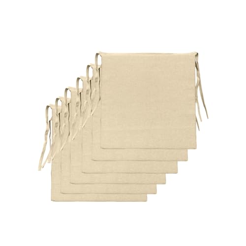 Il Tuo Artigiano Design Set mit 6 Sitzkissen für Küchenstühle, hergestellt in Italien, Stuhlkissen, 40 x 40 cm, Dicke 4 cm, Stoff, Baumwolle und Polyester, Füllung aus Frottee (Elfenbein) von Il Tuo Artigiano Design