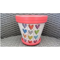 Blumentopf in Rot Und Beige Mit Herzen Blumentopf in Rot Und Beige Mit Herzen von IlGiardinoDesigns