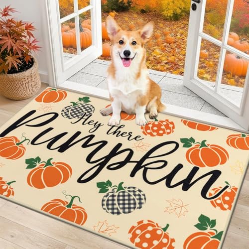 Ileading Fußmatte für den Eingangsbereich, 81,3 x 121,9 cm, Motiv: Hello Pumpkin, waschbar, rutschfest, Willkommens-Matten für Haustür, Herbsternte, Erntedankfest, Eingangsmatte, für drinnen und Ileading Fußmatte für den Eingangsbereich, 81,3 x 121,9 cm, Motiv: Hello Pumpkin, waschbar, rutschfest, Willkommens-Matten für Haustür, Herbsternte, Erntedankfest, Eingangsmatte, für drinnen und von Ileading