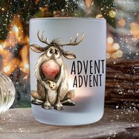 Kerzenlicht Kerzenglas Teelicht Geburtstag Geburtstagsgeschenk Mit Rentier Reindeer Elch Candle Light Advent Kgl08 von IlkaParey