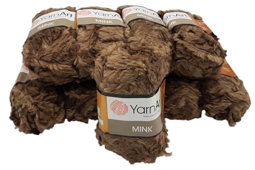 10 x 50 Gramm Ilkadim Export Mink Plüschgarn mit Fransen, 500 Gramm Paket Plüschgarn Fransengarn für Stricken u. Häkeln (Braun 332) von Ilkadim Export