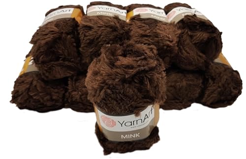 10 x 50 Gramm Ilkadim Export Mink Plüschgarn mit Fransen, 500 Gramm Paket Plüschgarn Fransengarn für Stricken u. Häkeln (dunkelbraun 333) von Ilkadim Export