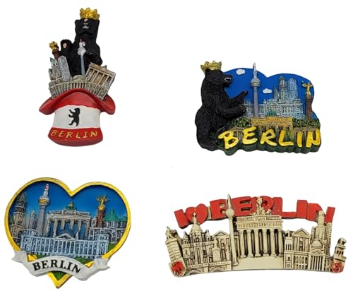 4 Stück Kühlschrankmagnete Berlin, Set 3D Magnete, Souvenir mit Berliner Sehenswüdigkeiten, Reiseandenken, Geschenk von Ilkadim Export