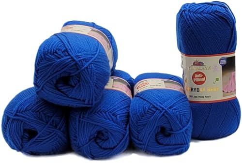 5 x 100 Gramm Everyday Antipilling Bebe Strickgarn einfarbig, 500 Gramm Strickwolle uni mit Anti-Pilling Effekt (Blau 70151) von Ilkadim Export