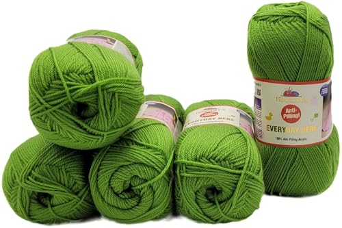 5 x 100 Gramm Everyday Antipilling Bebe Strickgarn einfarbig, 500 Gramm Strickwolle uni mit Anti-Pilling Effekt (Grün 70116) von Ilkadim Export