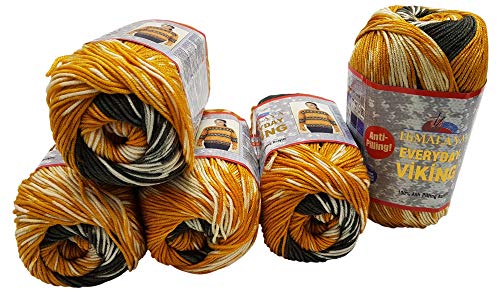 5 x 100 Gramm Everyday Viking Antipilling Wolle mit Farbverlauf, 500 Gramm Strickwolle mit Anti-Pilling Effekt Mehrfarbig, Norwegermuster (anthrazit ocker creme 70528) von Ilkadim Export