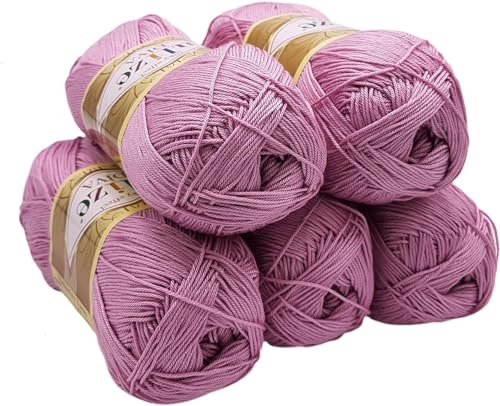 5 x 100 Gramm Strickgarn Ilkadim Export Diva einfarbig, 500 Gramm merzerisierte Strickwolle microfiber-Acryl (flieder 291) von Ilkadim Export