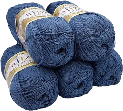 5 x 100 Gramm Strickgarn Ilkadim Export Diva einfarbig, 500 Gramm merzerisierte Strickwolle microfiber-Acryl (pwtrol 353) von Ilkadim Export
