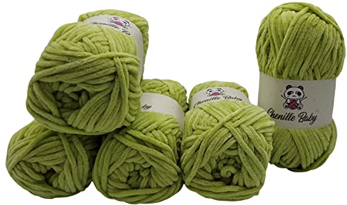 500 Gramm Ilkadim Export Chenille Baby Strickgarn einfarbig, Babywolle, 5 x 100 Gramm Polyester Strickwolle Super Bulky, Babywolle einfarbig (kiwi 100-46) von Ilkadim Export