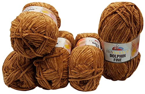500 Gramm Ilkadim Export Dolphin fine Strickwolle, Babywolle, 5 x 100 Gramm Wolle Super Bulky (braun 80518) von Ilkadim Export