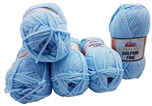 500 Gramm Ilkadim Export Dolphin fine Strickwolle, Babywolle, 5 x 100 Gramm Wolle Super Bulky (hellblau 80504) von Ilkadim Export