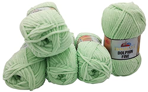 500 Gramm Ilkadim Export Dolphin fine Strickwolle, Babywolle, 5 x 100 Gramm Wolle Super Bulky (mint 80505) von Ilkadim Export