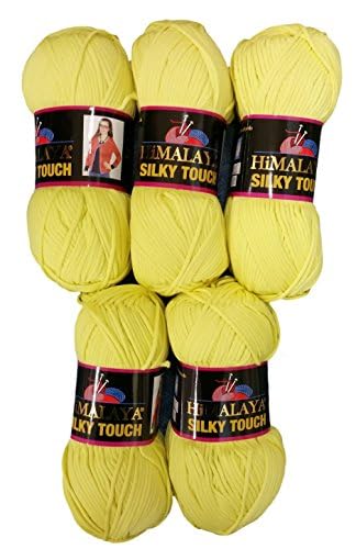 500 Gramm Seta Lux Wolle, 5 x 100 Gramm Silky Touch Strickgarn 100% Exoline seidig super soft (gelb 205-19) von Ilkadim Export