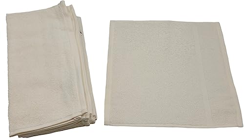 10 Stück Waschlappen 100% Baumwolle, 30 x 30cm, Set einfarbig, 10er-Pack Frottiertücher (creme) von Ilkadim Export