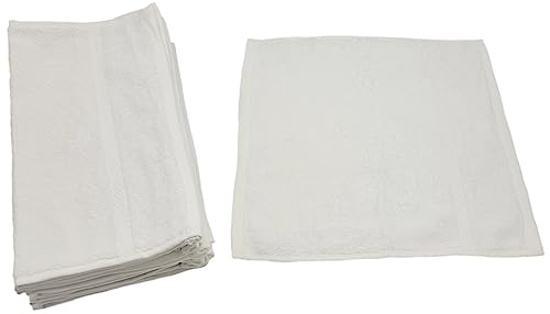 10 Stück Waschlappen 100% Baumwolle, 30 x 30cm, Set einfarbig, 10er-Pack Frottiertücher (weiss) von Ilkadim Export