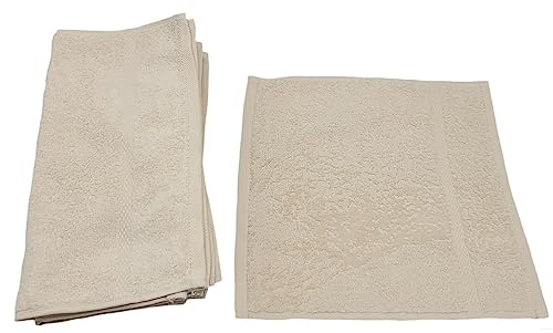 10 Stück Waschlappen 100% Baumwolle, 30 x 30cm, Set einfarbig, 10er-Pack Frottiertücher (hell beige) von Ilkadim Export