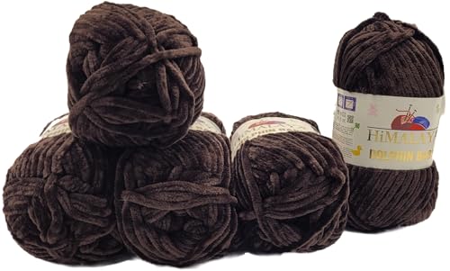 Ilkadim Export 5 x 100 Gramm Himalaya Dolphin Strickwolle, Babywolle einfarbig, 500 Gramm Wolle Strickgarn Super Bulky (dunkelbraun 80343) von Ilkadim Export