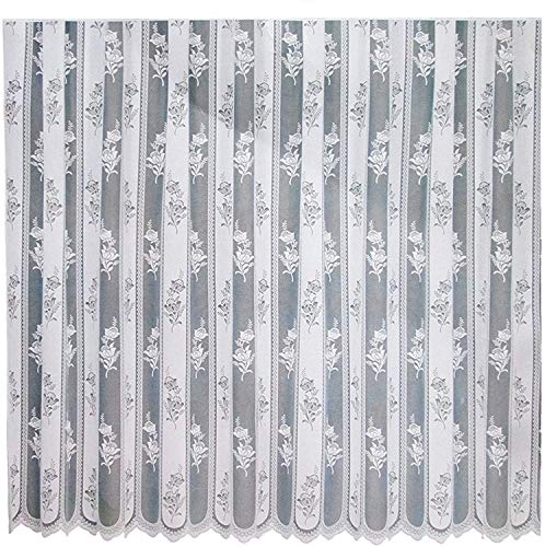 Ilkadim Fertiggardine 500cm x 150cm Gardine Store Weiss Rosen Kräuselband Vorhang Ilkadim Fertiggardine 500cm x 150cm Gardine Store Weiss Rosen Kräuselband Vorhang von Ilkadim