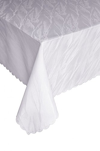 Ilkadim Damast Tischdecke 110x140 cm Weiß aus 100% Polyester Bügelfrei und Flecken abweisend (Größen auswählbar) von Ilkadim