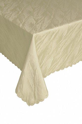 Ilkadim Damast Tischdecke 110x180 cm Creme aus 100% Polyester Bügelfrei und Flecken abweisend (Größen auswählbar) von Ilkadim