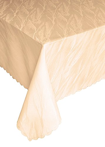 Damast Tischdecke bügelfrei, 110 x 140cm Marmor-Design, weiß Bordeaux grün blau terakotta oder Creme, Farbe auswählbar (Creme beige) von Ilkadim