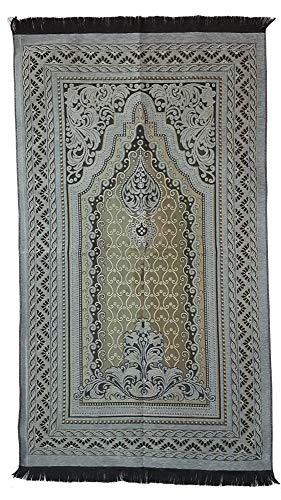 Ilkadim Türkischer Gebetsteppich 115 x 68cm Seccade Namazlik Sajada Sedschade (hellgrau Gold) von Ilkadim