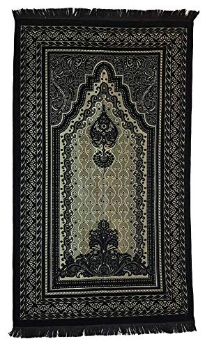 Ilkadim Türkischer Gebetsteppich 115 x 68cm Seccade Namazlik Sajada Sedschade (schwarz Gold) von Ilkadim