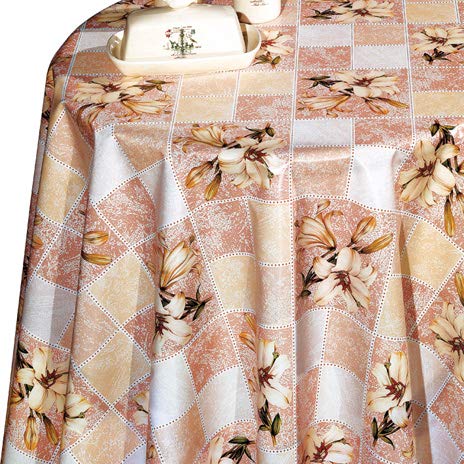 Wachstuch Tischdecke 140cm breit, Meterware, Länge und Motiv auswählbar, abwaschbar (braun beige Lilie 118b, 140 x 400cm) von Ilkadim