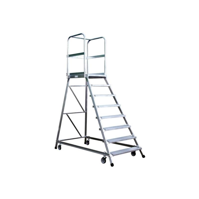 Iller Podestleiter Fahrbar mit Gefederten Lenkrollen Aluminium 7 Stufen von Iller Leiter