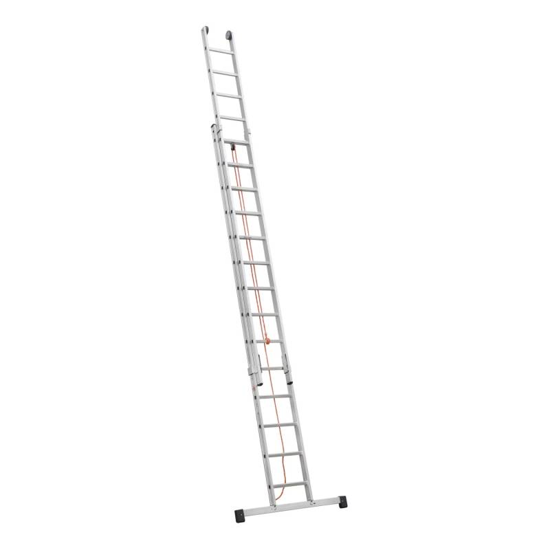 Iller Schiebeleiter in Industriequalität mit Seilzug und Traverse 2x20 Sprossen von Iller Leiter